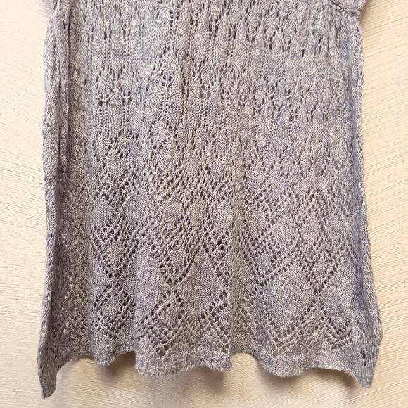 Anthropologie Knit Top Hoodie Size Xs Pointelle Pullover Moth Gray Soft Hooded - Picture 3 of 11